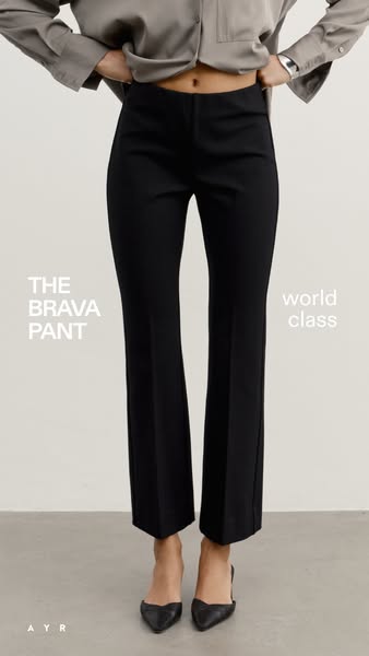 This ad features a pair of black pants that the brand promotes as world class. The photo shows the pants on a light skin