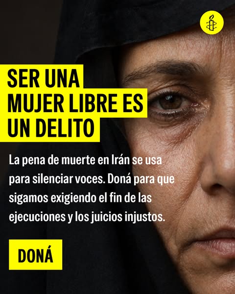 The ad is for Amnesty International and shows the serious human rights violations in Iran. It uses an image of a woman w