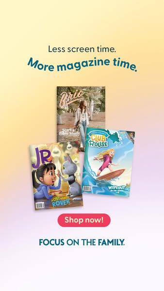 This image ad for magazines is for families who want their children to spend less time looking at screens. It features 3