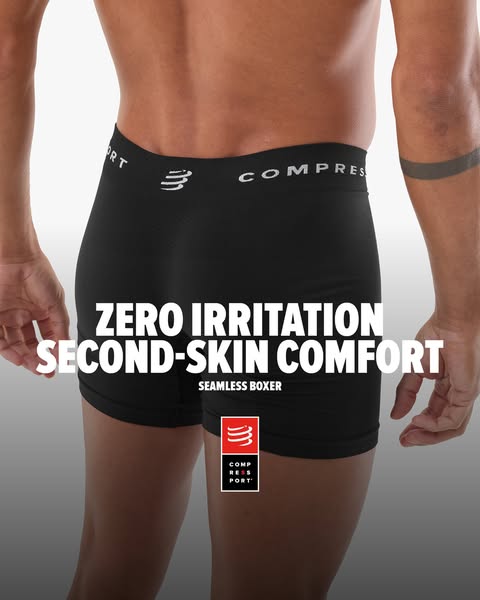 An image ad promoting seamless boxer briefs, focusing on comfort and irritation prevention.