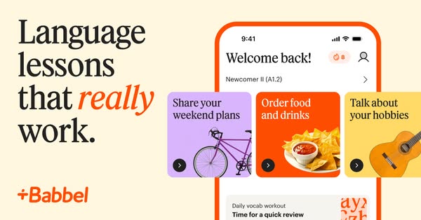 An image ad for Babbel highlighting how it can help users learn a new language. The ad features an image of a mobile pho