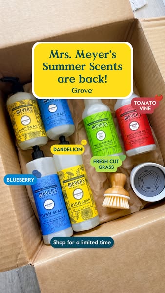 This ad features a variety of Mrs. Meyer's Clean Day soaps in a variety of 'summer scents' being sold throug