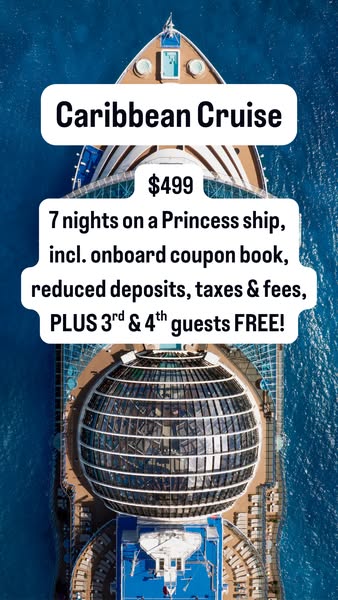 This image ad is advertising a Caribbean cruise on a Princess ship for $499.
