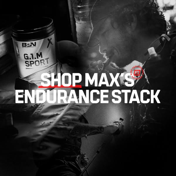 This image ad features Bare Performance Nutrition products being endorsed by someone named Max, presumably an athlete or