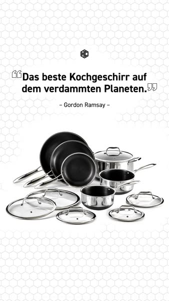 This ad features a quote from Gordon Ramsay endorsing a set of cookware. The ad is designed in a simple, modern style.