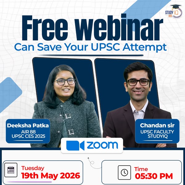 This ad promotes a free webinar to help students save their UPSC attempt. It features Deeksha Patka, AIR 88, and Chandan