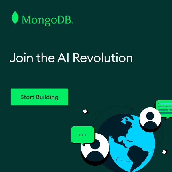This ad for MongoDB encourages viewers to join the AI revolution and start building.