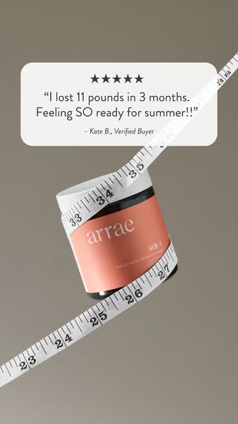 This ad features a testimonial of a 'verified buyer' sharing their positive experience after using the Arrae MB-