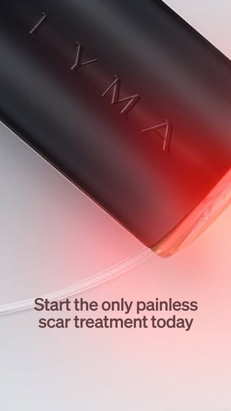 This ad promotes LYMA's painless scar treatment, highlighting it as a solution for scar reduction.