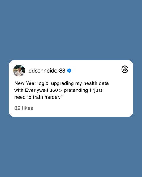 This ad uses a social media post from a user to promote Everlywell 360. The post talks about upgrading health data with 