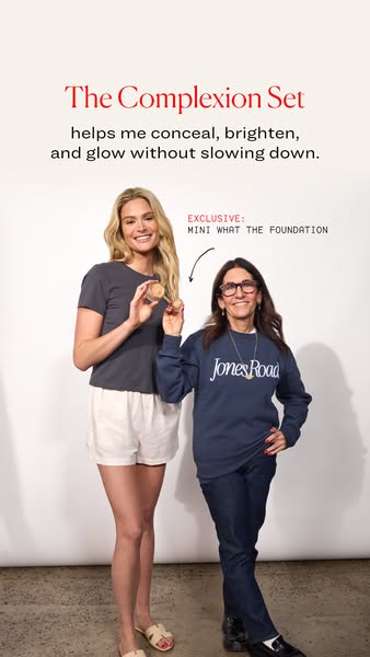 This image ad for Jones Road features two women of different ages standing side-by-side. The ad promotes The Complexion 