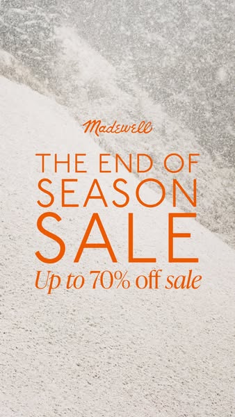 This image ad for Madewell promotes the end of season sale with up to 70% off. The ad uses a background image of a snowy