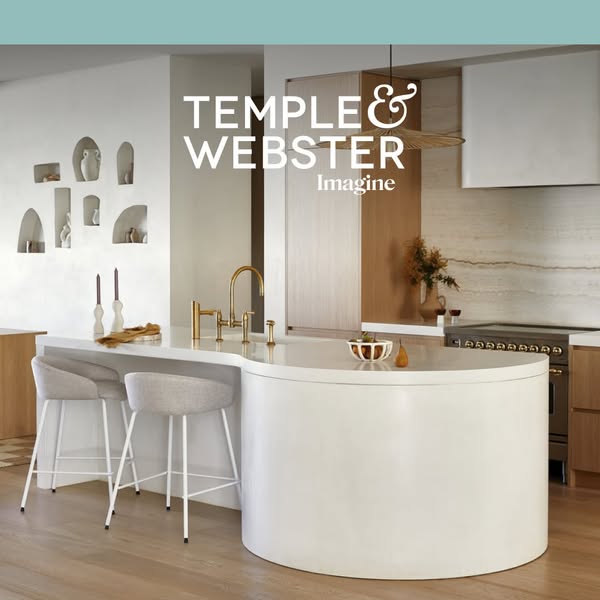 This image ad for Temple & Webster features a modern kitchen design, highlighting the brand's ability to help cu