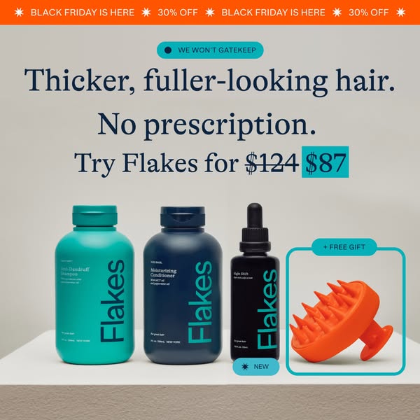 This ad for Flakes promotes their hair products, including anti-dandruff shampoo, moisturizing conditioner, and night sh