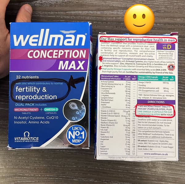 This image ad promotes Wellman Conception Max, a dual-pack supplement designed to support male fertility and reproductiv