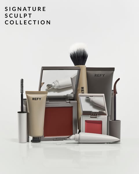 This ad features the Refy Signature Sculpt Collection, a curated set of products designed to sculpt and enhance facial f