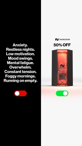 This ad highlights the physical and mental effects of anxiety before showcasing a potential solution: the Nurecover loun