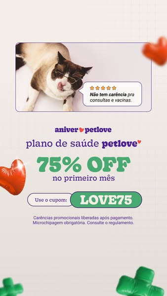 This ad is promoting Petlove's pet healthcare plan with a discount on the first month, urging viewers to use a coupo