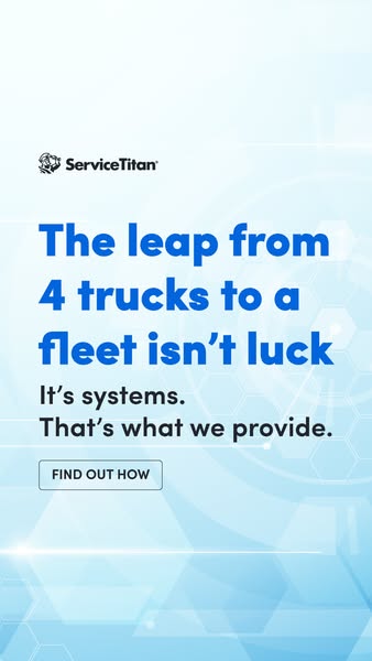 This ad for ServiceTitan highlights the importance of systems for businesses looking to scale from a small operation to 