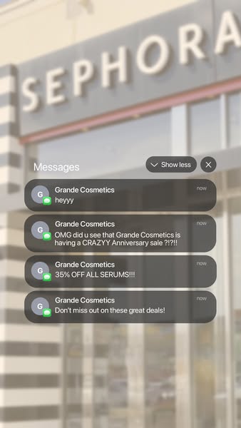 This ad is formatted to look like an iPhone Messages screen. It attempts to grab the user's attention with the messa
