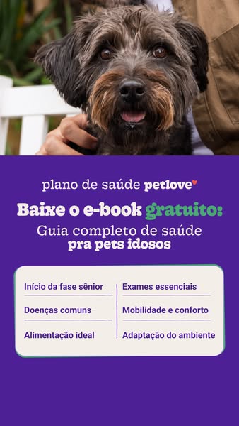 This ad is promoting Petlove health plans with a focus on providing valuable resources for senior pets through a free e-