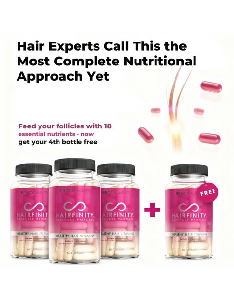 This image ad for Hairfinity promotes their hair vitamins, highlighting that they are the most complete nutritional appr