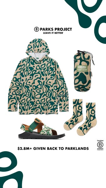 This ad showcases the Parks Project brand and highlights their various products. It emphasizes the brand's commitmen