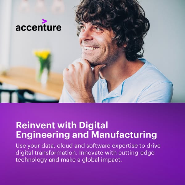 This image ad promotes Accenture's digital engineering and manufacturing services, highlighting their expertise in d