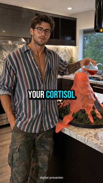 This ad uses the analogy of a pouring substance into a volcano to represent cortisol and its negative effects. The ad ai
