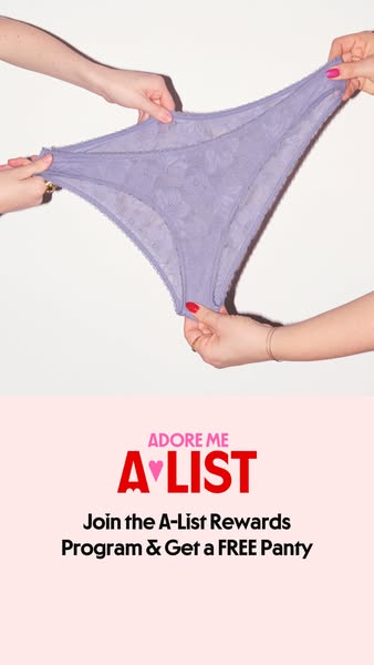 This image ad for Adore Me promotes their A-List Rewards program by offering a free panty to new members. The ad feature