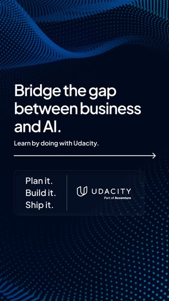 The ad aims to highlight Udacity's AI business course, emphasizing hands-on learning and practical application.