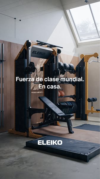 This image ad for Eleiko features their weight training equipment in a home gym setting. The ad highlights the quality o