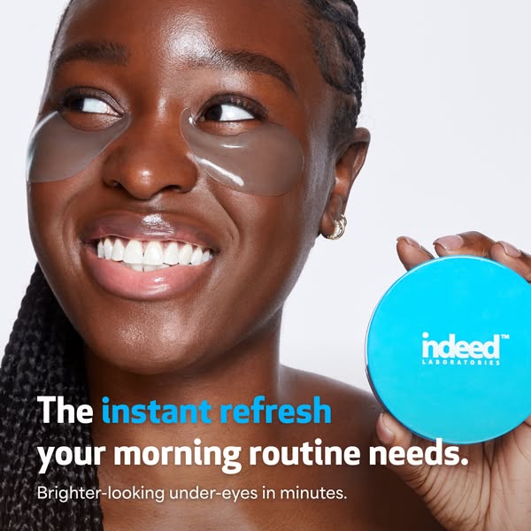 This ad by Indeed Labs promotes their under eye patches and how they provide an instant refresh for your morning routine