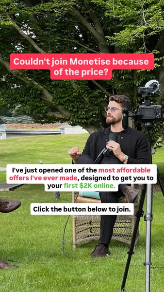An outdoor shot of a man advertising an affordable offer to monetize. The headline poses a question about whether someon
