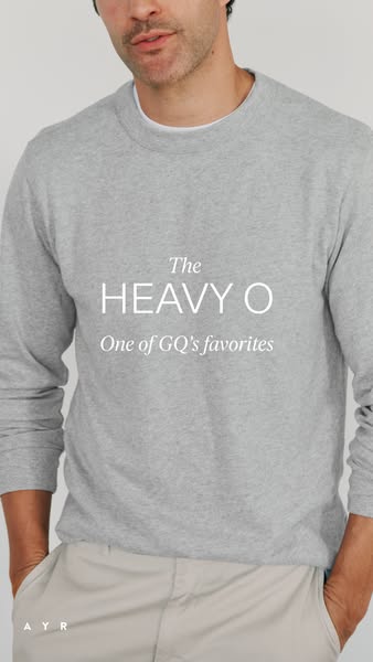 This ad features a man wearing a gray sweatshirt and promotes the brand AYR. The ad highlights that the sweatshirt is on