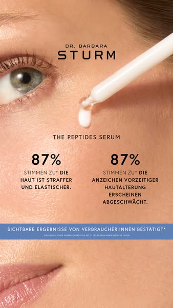 This ad for Dr. Barbara Sturm's The Peptide Serum highlights the serum's capabilities for firmer, more elastic s