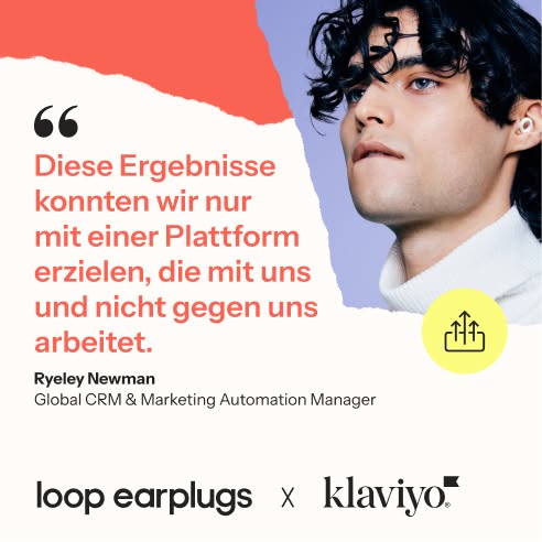 This ad features a testimonial from Ryeley Newman, Global CRM & Marketing Automation Manager, about how Loop Earplug