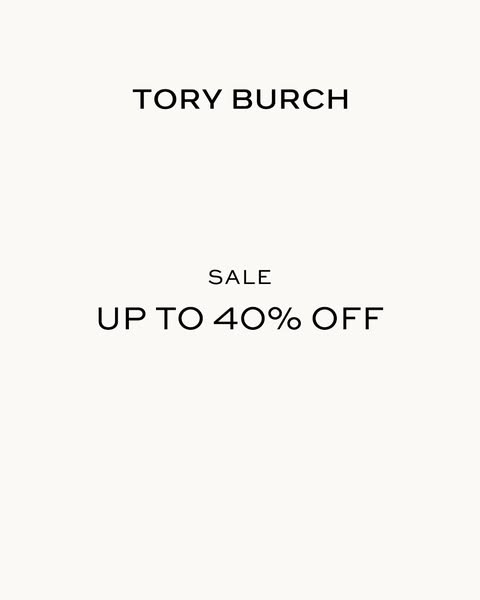 This ad announces a sale of up to 40% off at Tory Burch.