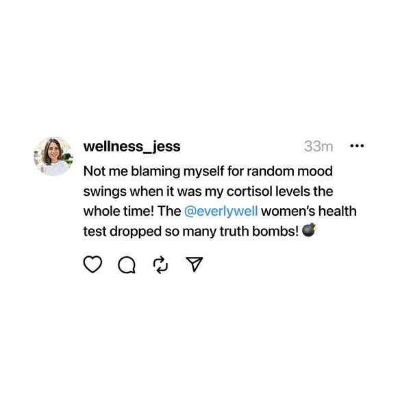 This ad features a screenshot of an Instagram post by the user @wellness_jess about Everlywell's women's health 