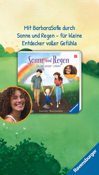 This ad is for the book "Sonne und Regen" (Sun and Rain) by Ravensburger. The ad features the cover of the boo