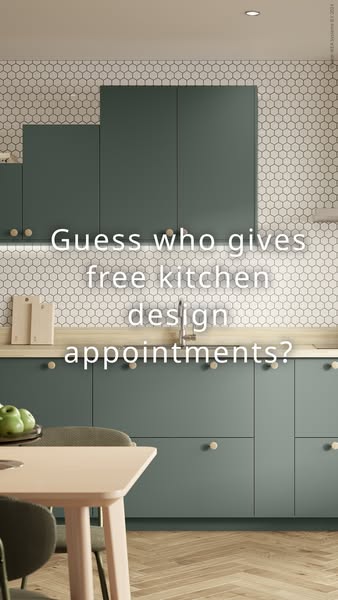 This ad is for IKEA kitchen design appointments. The ad asks the viewer to guess who gives free kitchen design appointme
