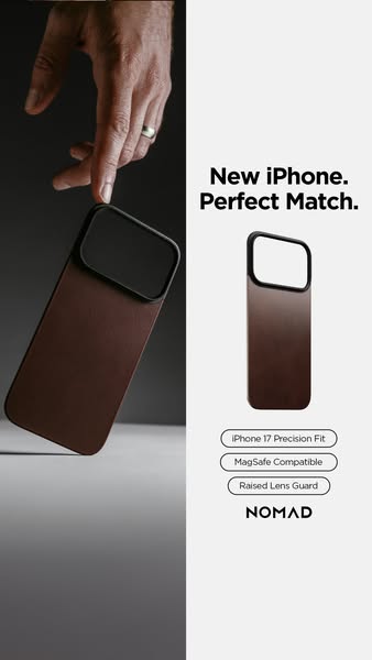 This ad showcases a phone case designed for the new iPhone 17, highlighting its precision fit, MagSafe compatibility, an