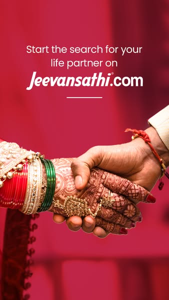 This image ad for Jeevansathi.com features a close-up of a bride and groom holding hands, symbolizing the start of their
