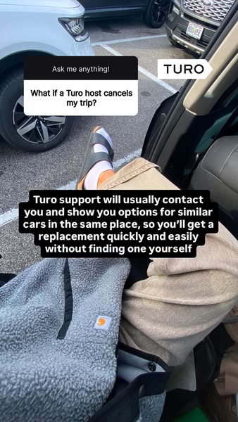 This ad addresses a potential customer concern about what happens if a Turo host cancels a trip. It assures customers th