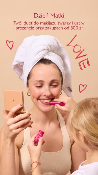 This ad promotes face and lip products from Jouer Cosmetics as a gift with purchase for Mother's Day. It features a 