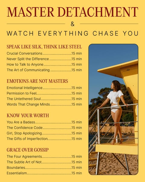 This image ad features the text "MASTER DETACHMENT & WATCH EVERYTHING CHASE YOU" in large red font over a 