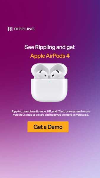 This ad promotes Rippling, a platform that combines finance, HR, and IT into one system. The ad offers a free pair of Ap