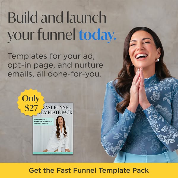 This ad promotes a Fast Funnel Template Pack, emphasizing its ability to help users quickly build and launch their sales