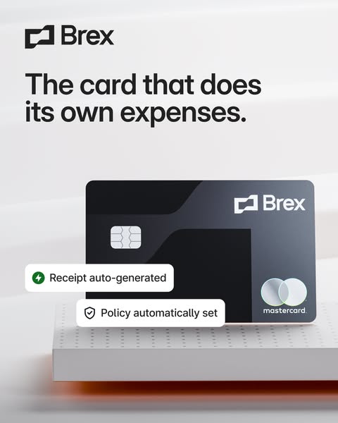 This ad for Brex promotes the Brex card, highlighting its ability to automate expense management tasks such as receipt g