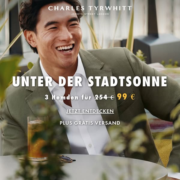 This image ad features a casually dressed man enjoying a drink in an outdoor setting, promoting a special offer on Charl